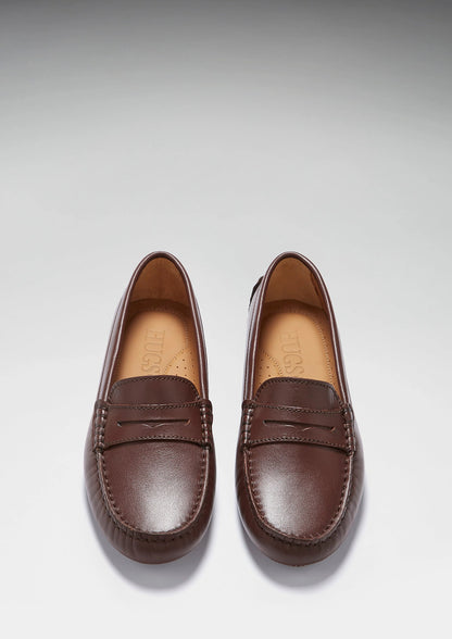 Hugs & Co Womens Brown Leather Penny Driving Loafers EU 36-42 product image 2