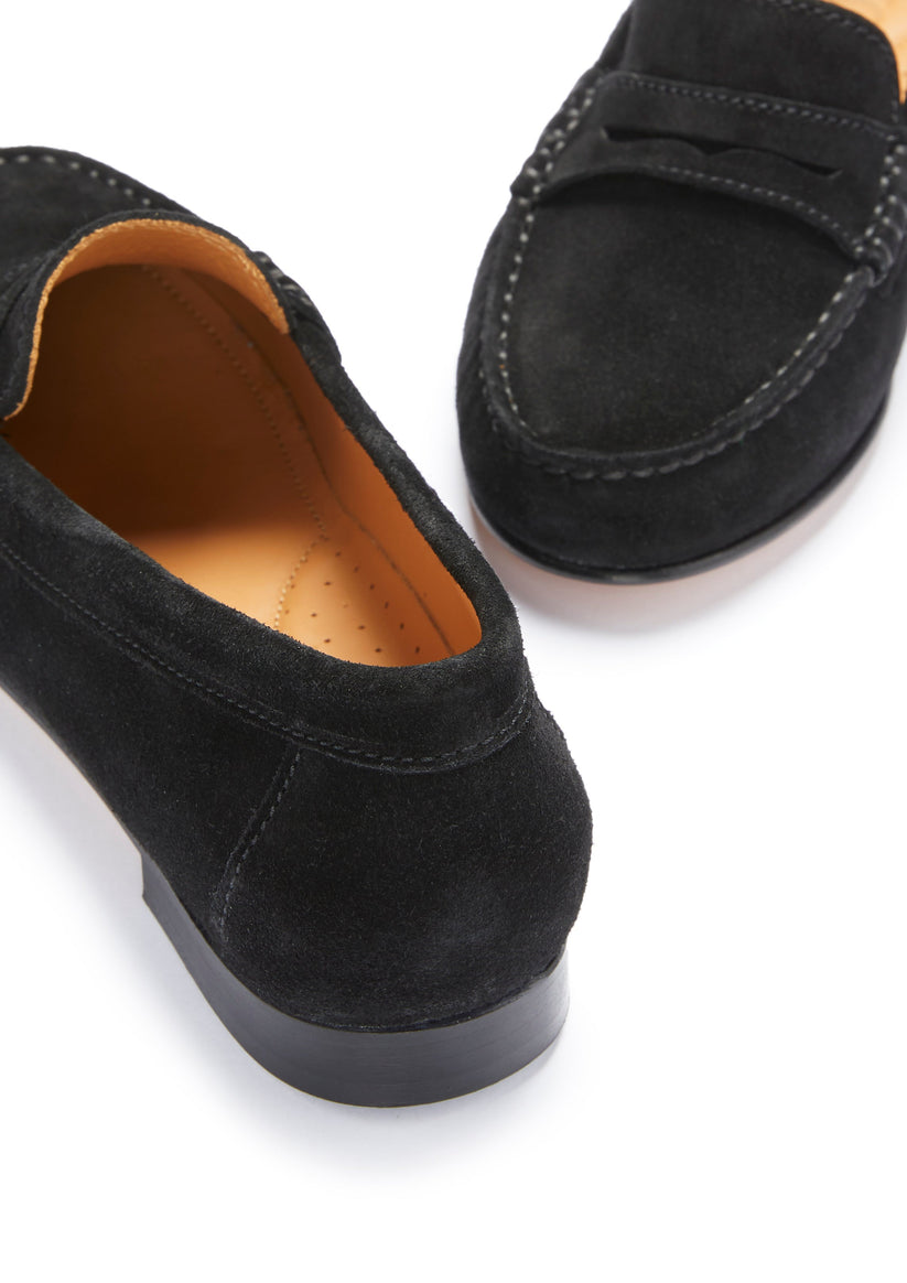 Hugs & Co Womens Black Italian Suede Penny Loafers Leather EU 36-42 product image 4