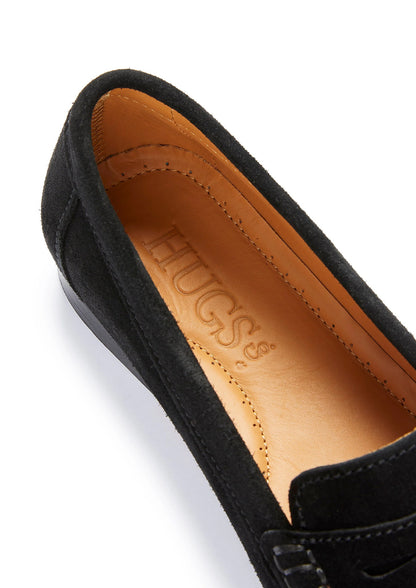 Hugs & Co Womens Black Italian Suede Penny Loafers Leather EU 36-42 product image 7