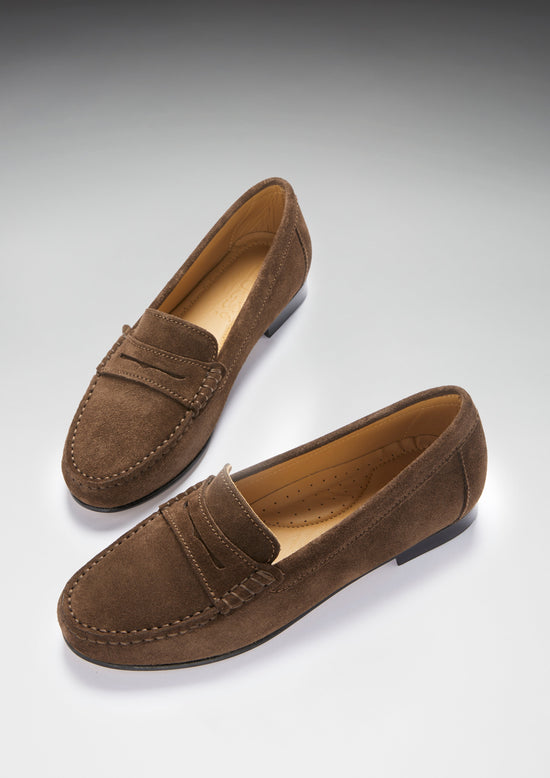 Loafers Leather Sole, brown suede - QHA UK