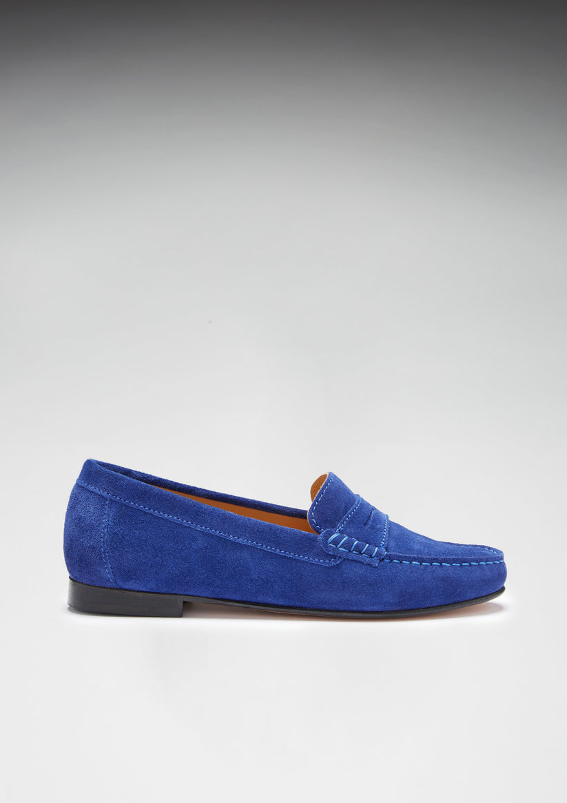 Loafers Leather Sole, ink blue suede - QHA UK