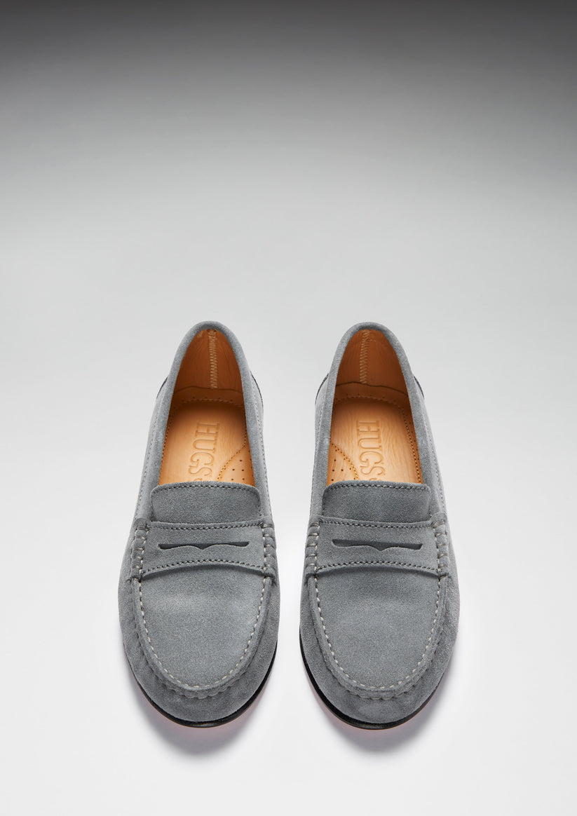 Loafers Leather Sole, slate grey suede - QHA UK