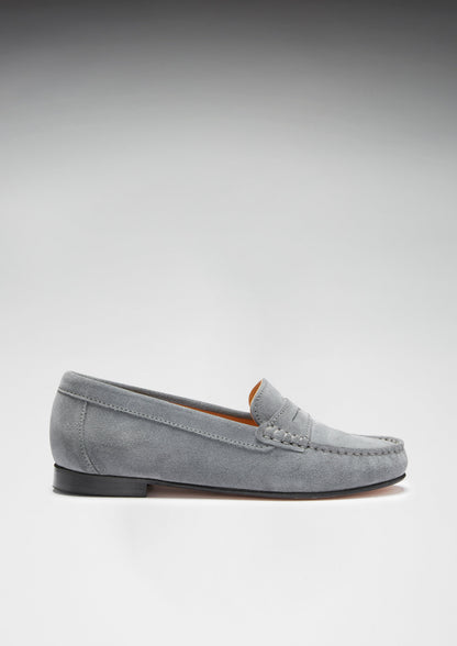 Loafers Leather Sole, slate grey suede - QHA UK