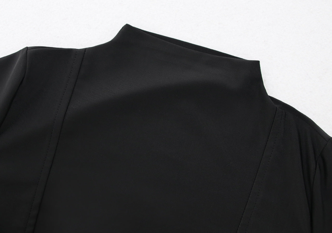 Women's Black Pleating Three-pieces Modest Swimsuit