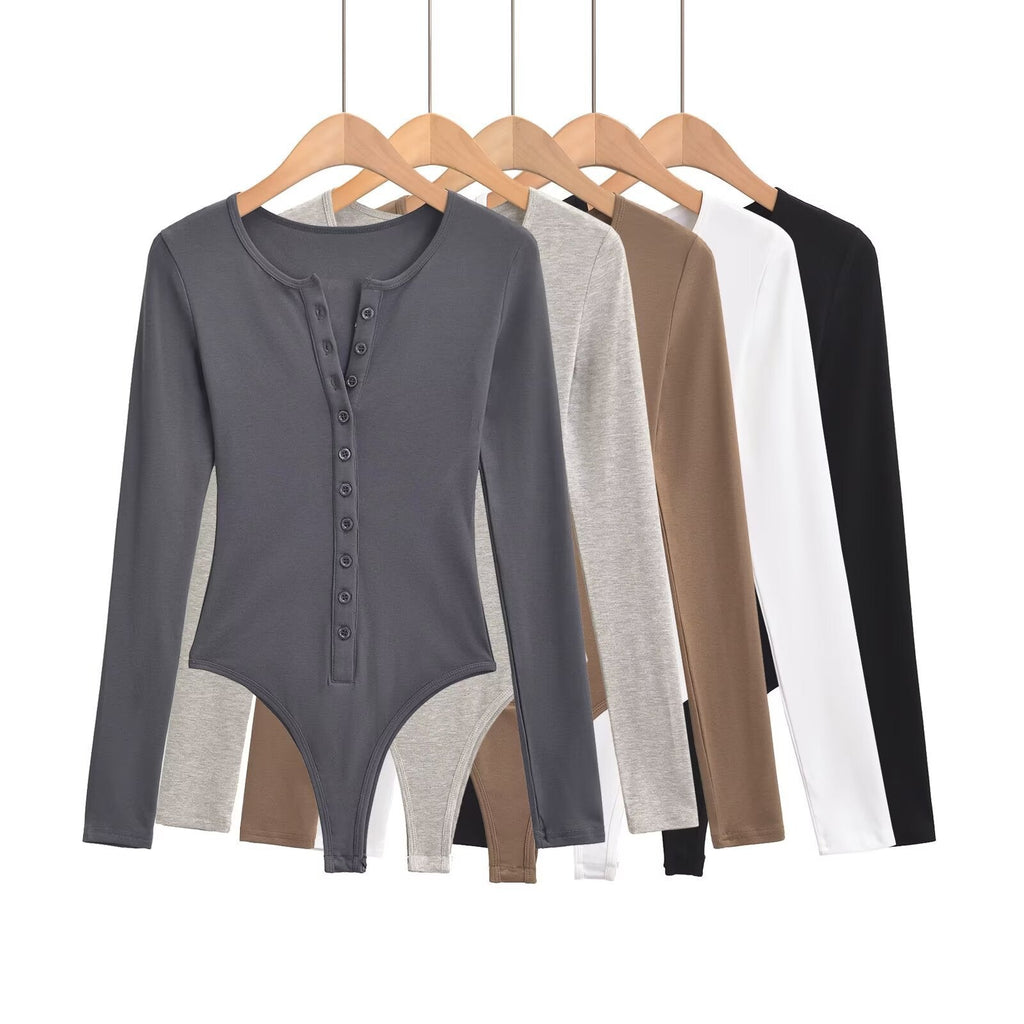 Women's Breasted Long Sleeve Jumpsuit