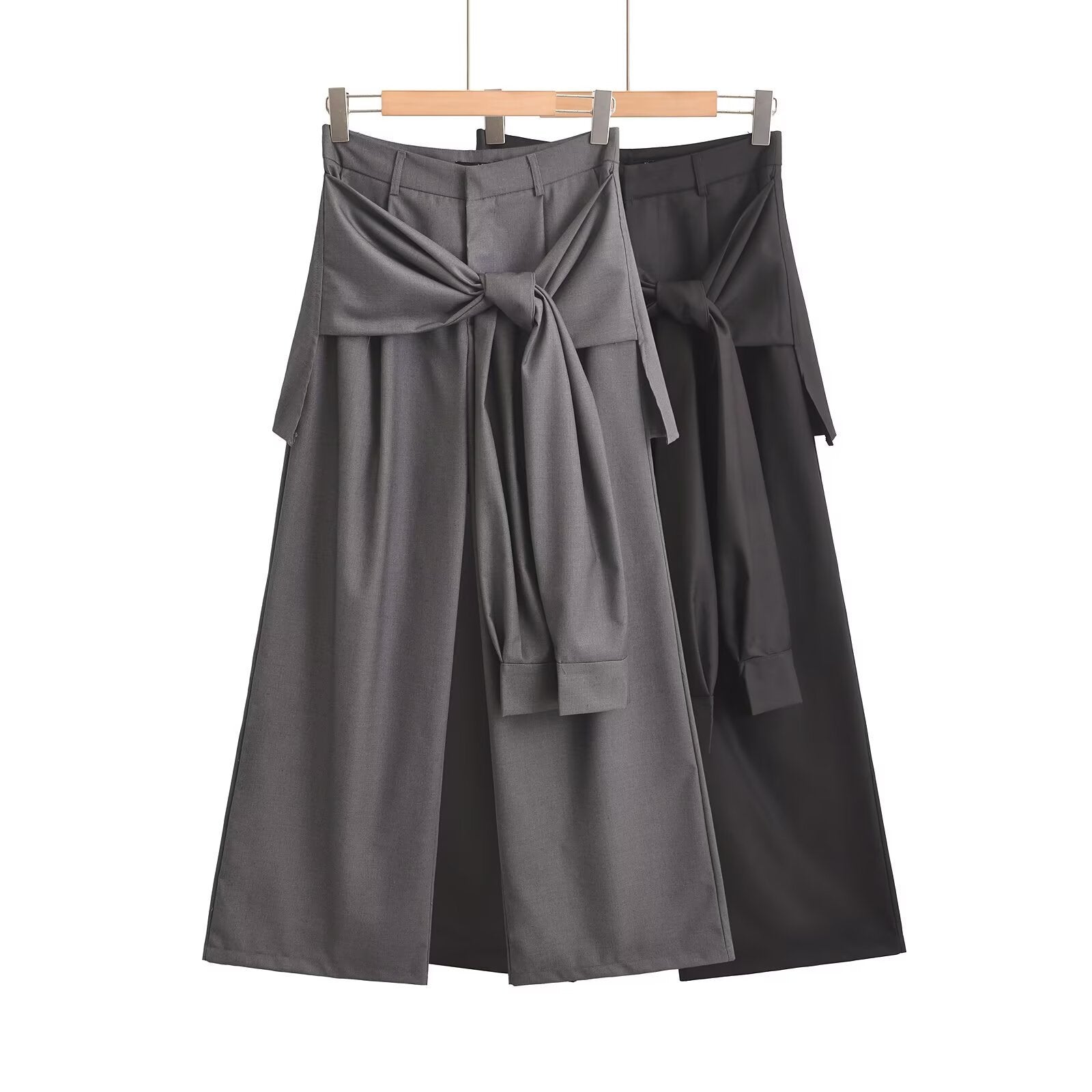 Women's Fake Two-pieces Lace-up Wide-leg Pants