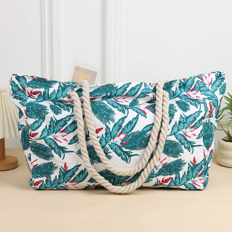 Women's Large Capacity Beach Tote Bag, Handheld Canvas Tote Bag