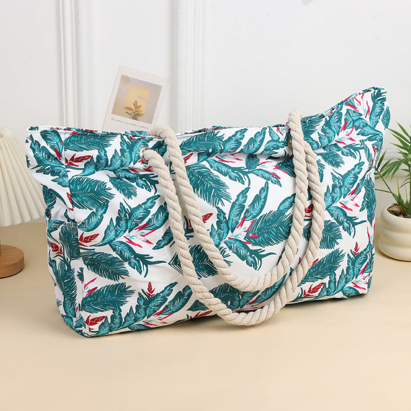 Women's Large Capacity Beach Tote Bag, Handheld Canvas Tote Bag