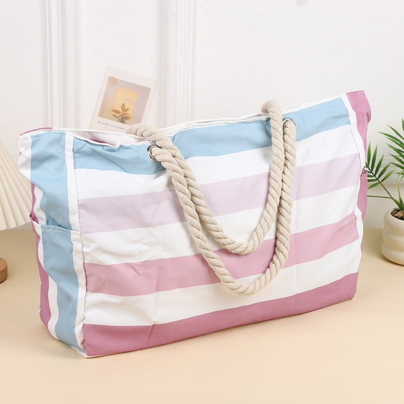 Women's Large Capacity Beach Tote Bag, Handheld Canvas Tote Bag