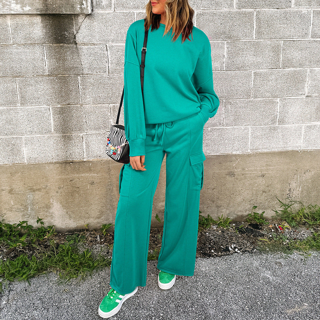 Women’s Long Sleeve Casual Sweatshirt & Trousers, Two-pieces Set