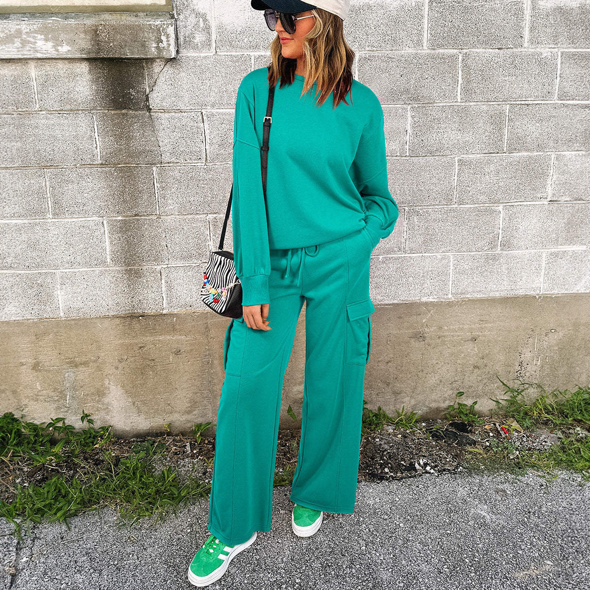 Women’s Long Sleeve Casual Sweatshirt & Trousers, Two-pieces Set