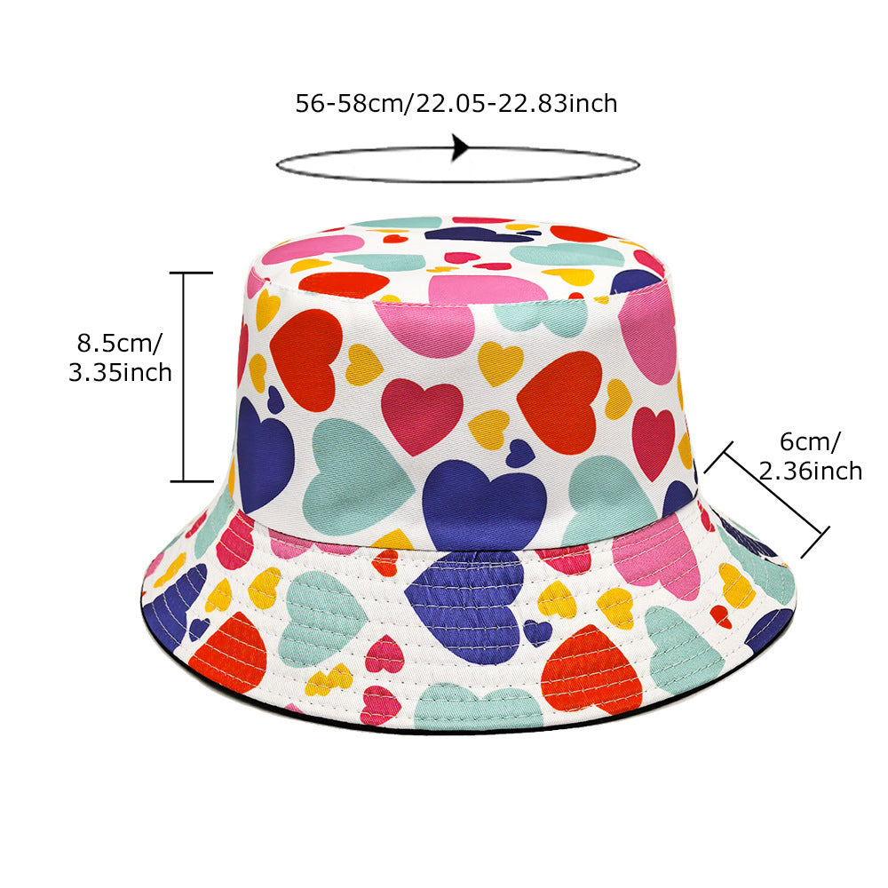 Women's Love Pattern Bucket Hat, Valentine's Day Gift
