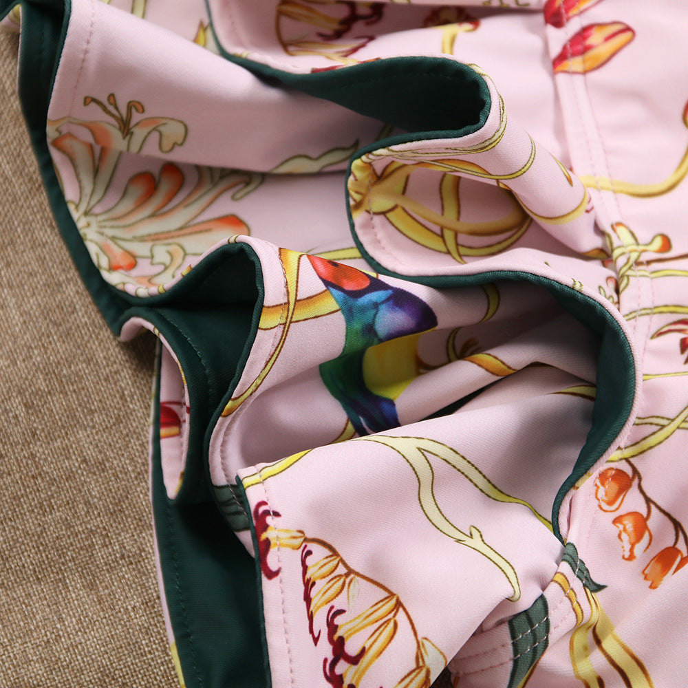 Women's One Shoulder Ruffled Edge Swimsuit