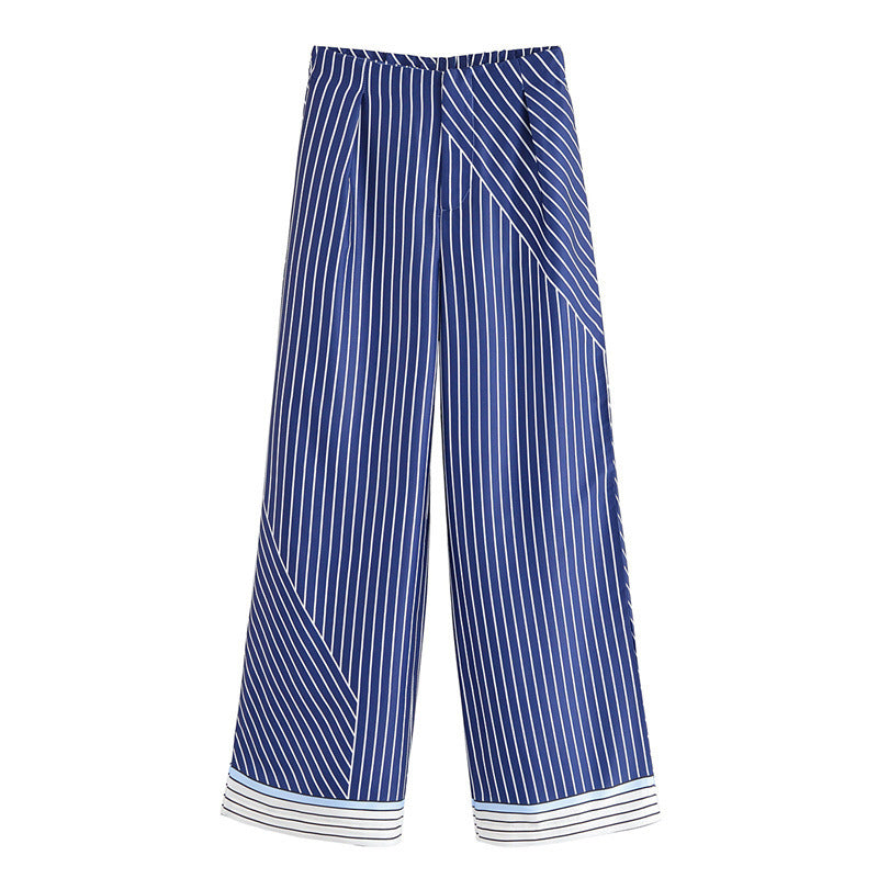 Women's Striped Patchwork Shirt and Casual Pants