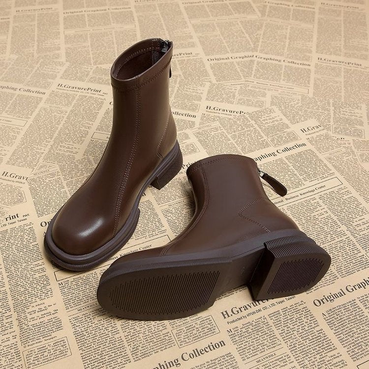 Women's Thick Heel Flat Ankle Boots