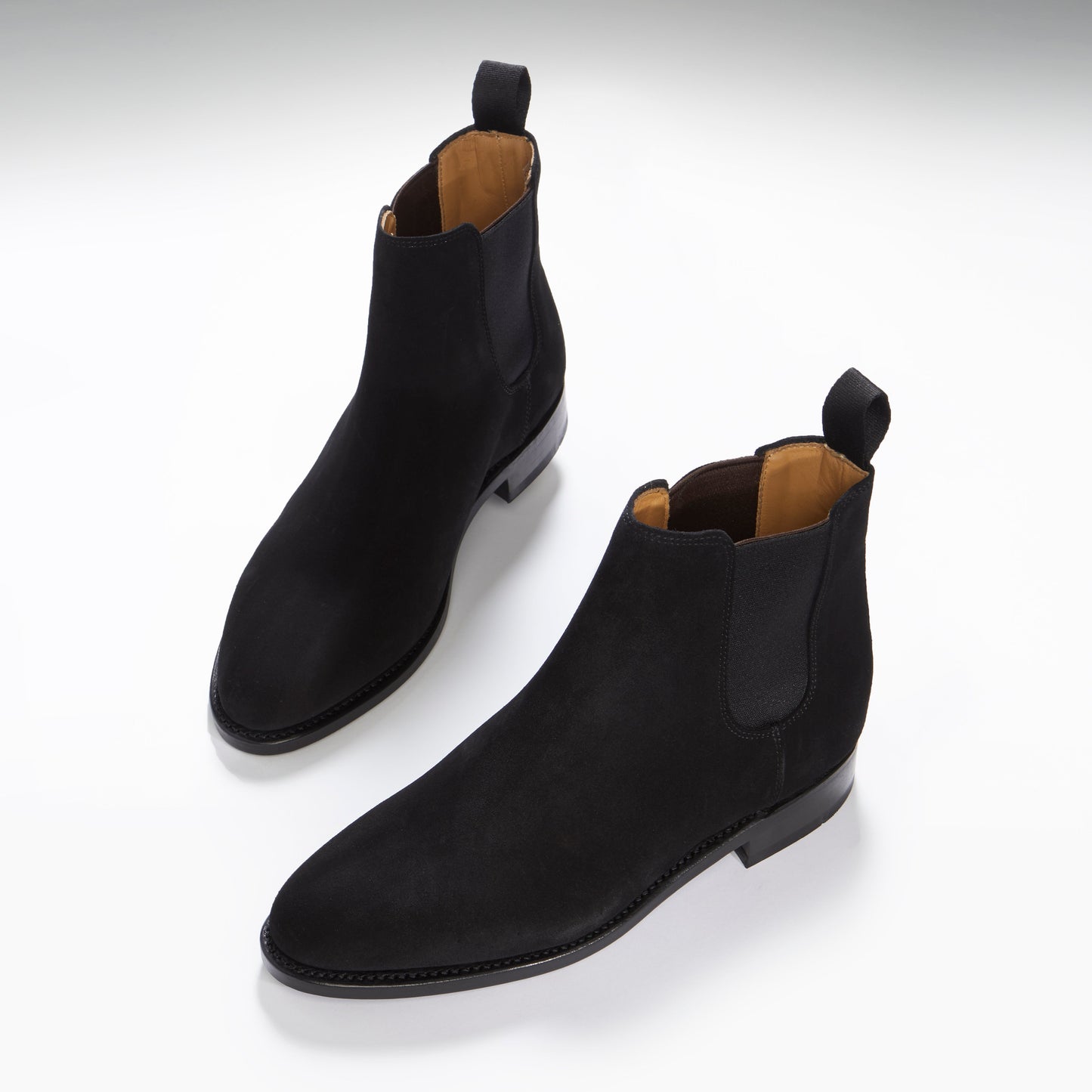 Women's Black Suede Chelsea Boots, Welted Leather Sole - QHA UK