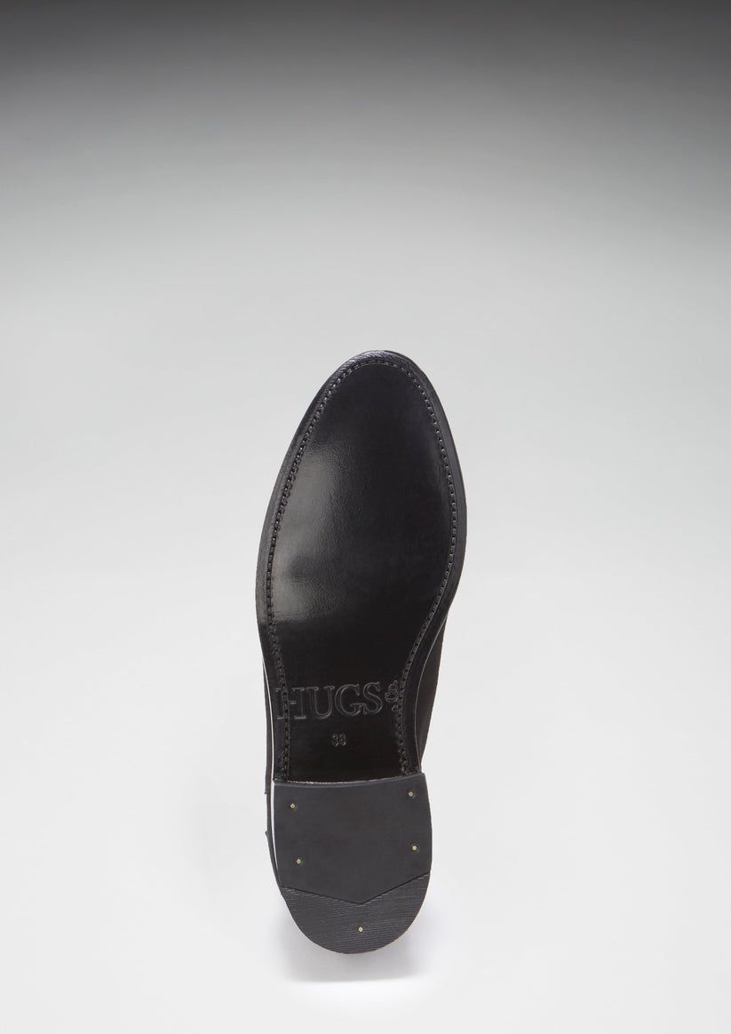 Women's Black Suede Chelsea Boots, Welted Leather Sole - QHA UK