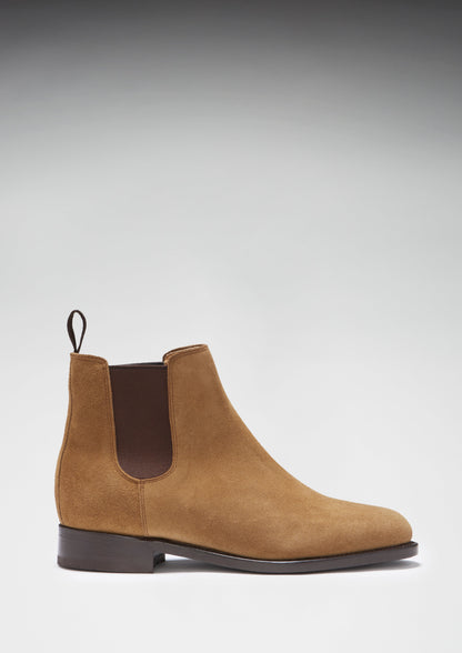 Women's Tobacco Suede Chelsea Boots, Welted Leather Sole - QHA UK