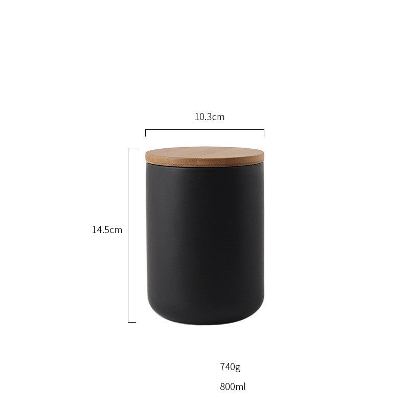 Wooden Lid Sealed Ceramic Storage Jar, Kitchen Accessories