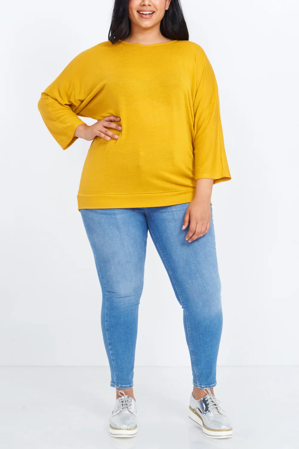 Curve Button Back Long Sleeve Top | Plus Size Women’s Top