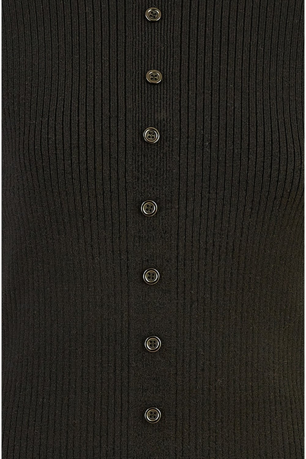 Yumi Black Knitted Button Up Midi Dress With Balloon Sleeves