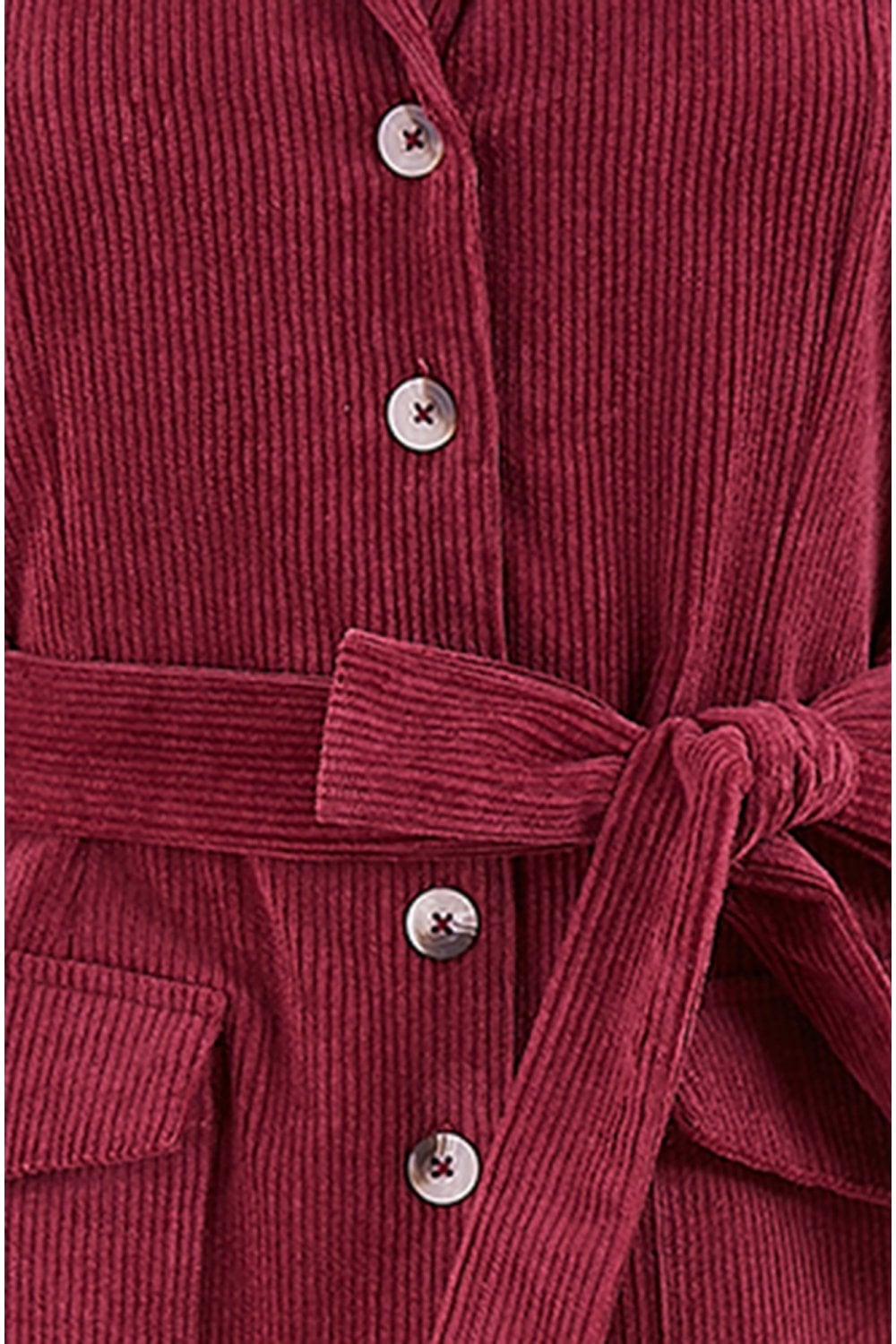 Yumi Burgundy Cord Midi Shirt Dress