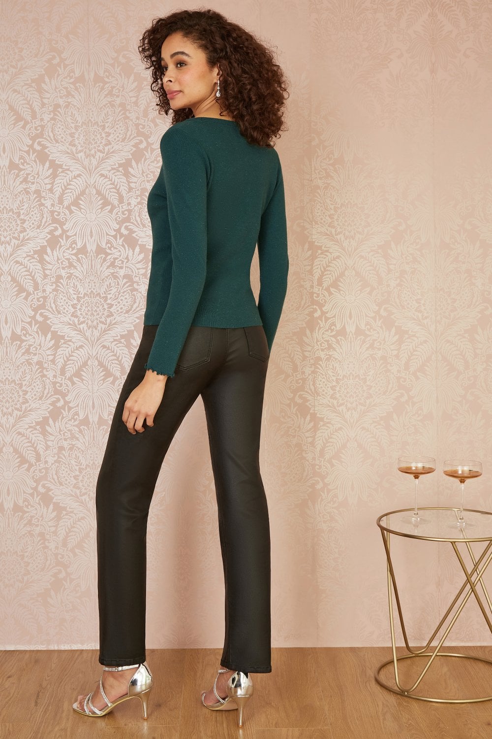 Yumi Green Sparkle Knit Jumper