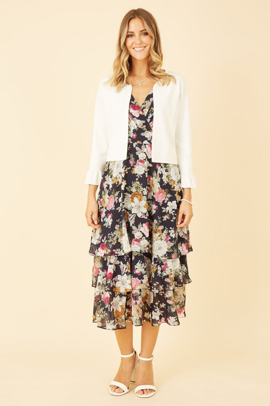 Yumi Ivory Cropped Cardigan With Bell Sleeves - QHA UK