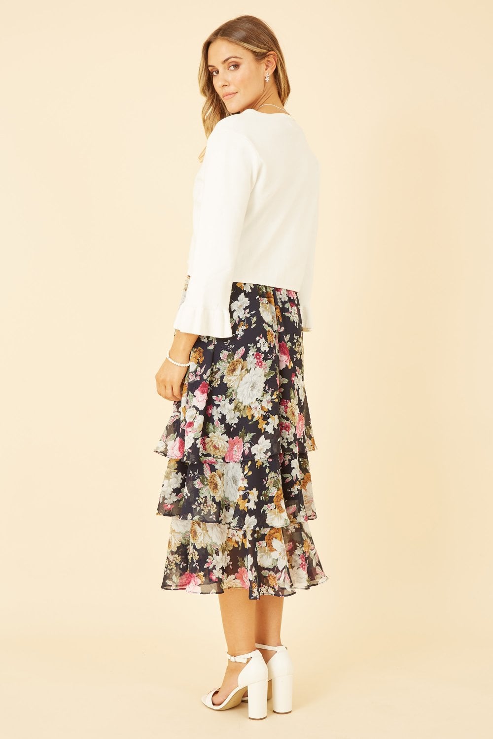 Yumi Ivory Cropped Cardigan With Bell Sleeves