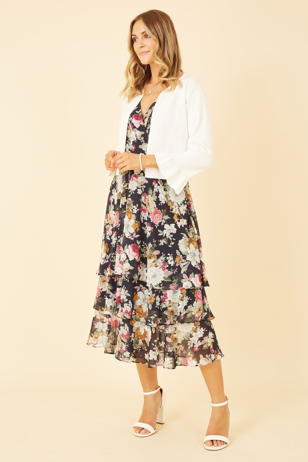 Yumi Ivory Cropped Cardigan With Bell Sleeves