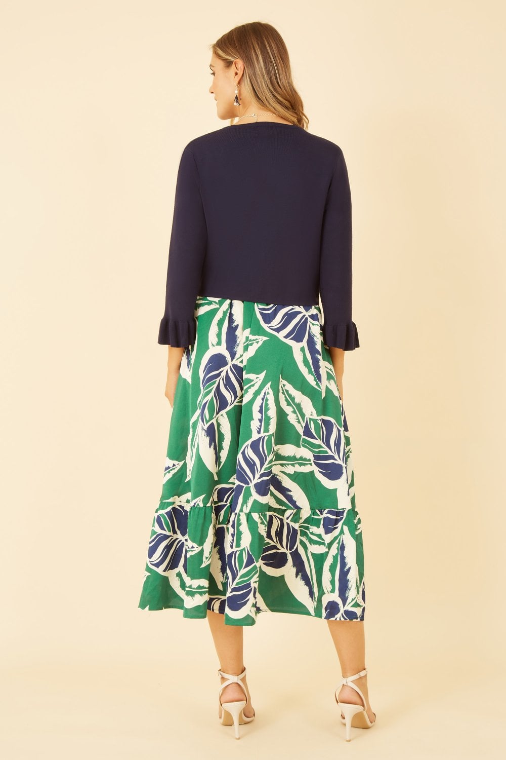 Yumi Navy Cropped Cardigan With Bell Sleeves - QHA UK