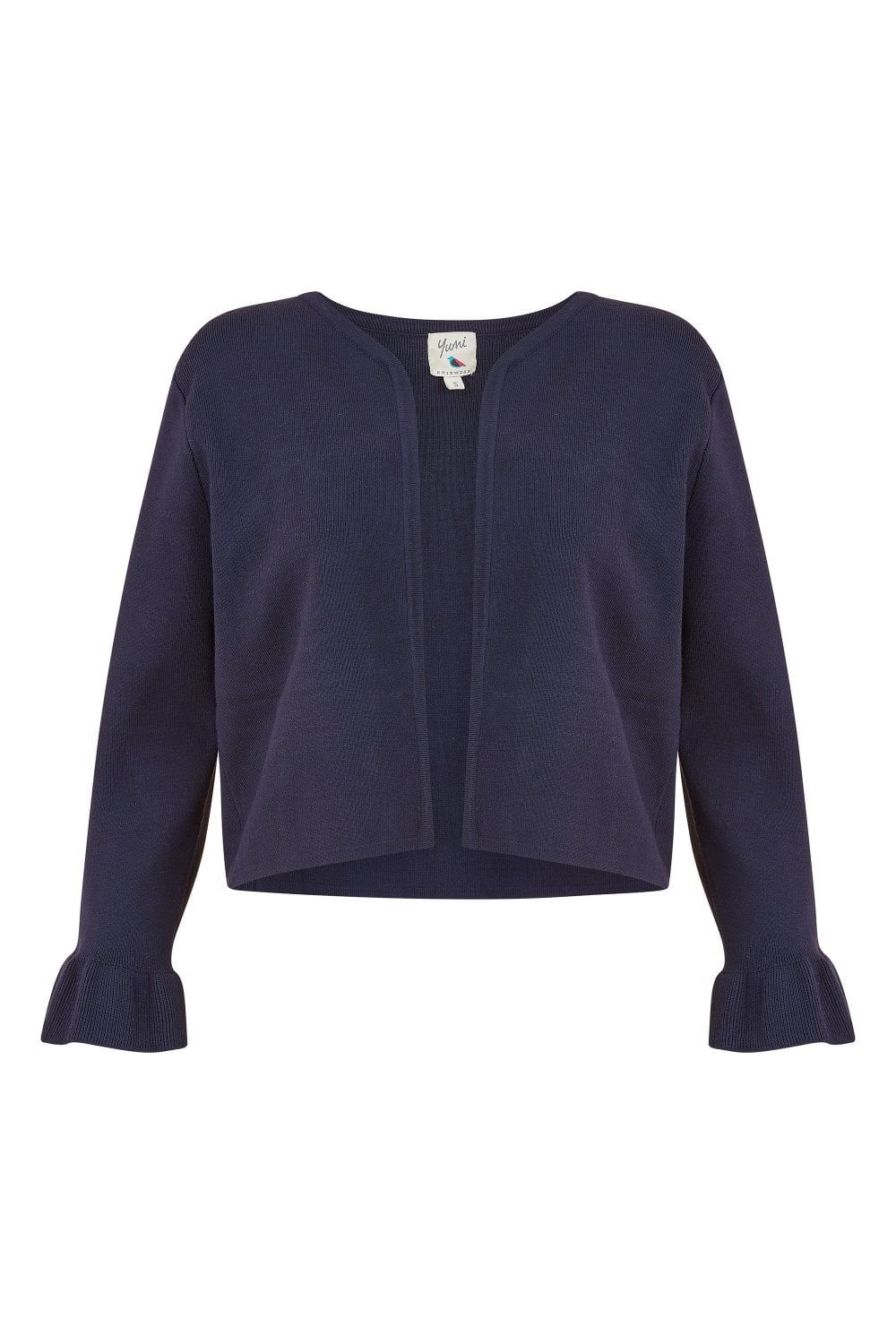 Yumi Navy Cropped Cardigan With Bell Sleeves - QHA UK