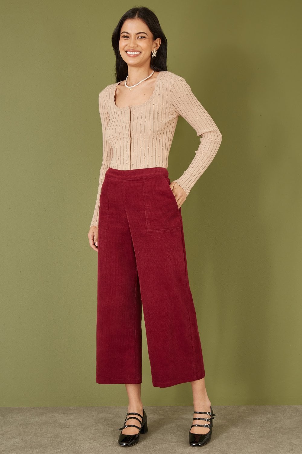 Yumi Oatmeal Fitted Rib Button Up Cardigan