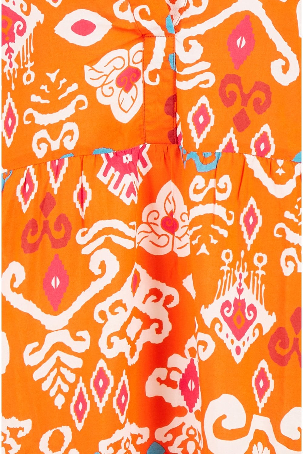 Yumi Orange Ikat Print 3/4 Sleeve Tunic Dress - QHA UK