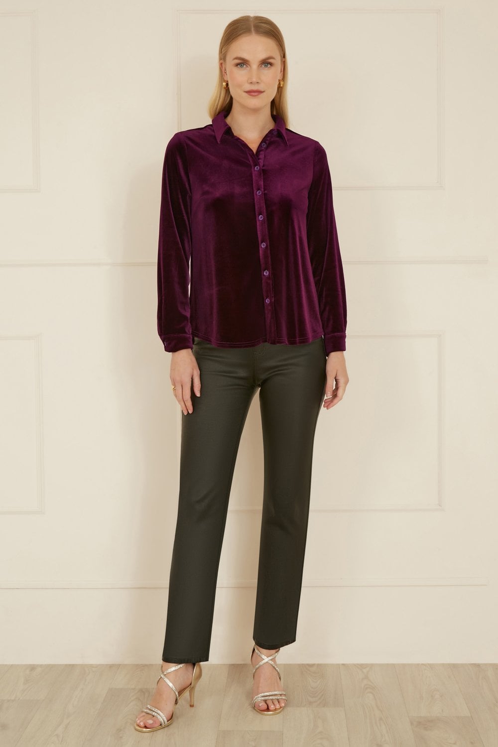Yumi Plum Velvet Relaxed Fit Shirt